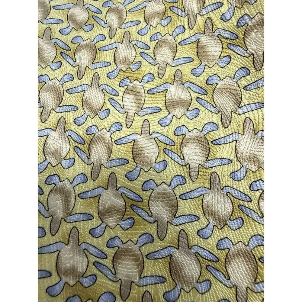 Ties To Nature Men’s Neck Tie 100% Silk Sea Turtles Yellow Gold Hand Sewn 58
